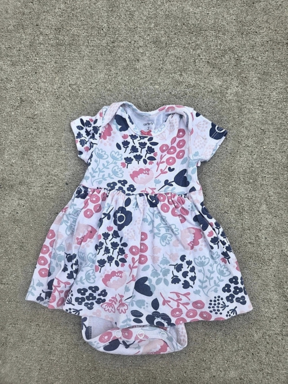 carter's Floral Dress Romper Pink & Blue Baby 3
